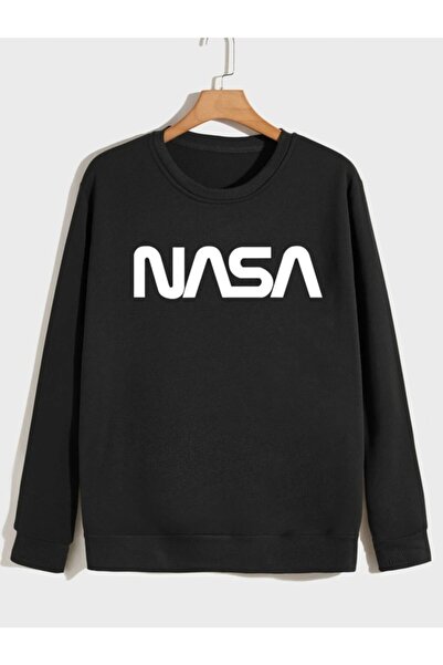 Deocept Унісекс чорна футболка з принтом NASA Oversize - Велосипедна комір