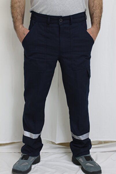 Çağrı İş Elbiseleri بنطلون شتوي 7/7 جبردين لون كحلي مع أشرطة عاكسة