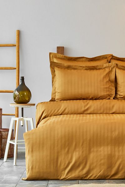 Karaca Home Set de husă de pilotă pentru o singură persoană, 100% bumbac, satin, Charm Bold Mustard