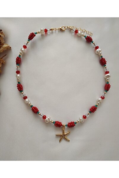 Nuvole Bianche Accessory Deniz Yıldızı Uçlu Barok Incili Üzüm Kırmızı Boncuk ...