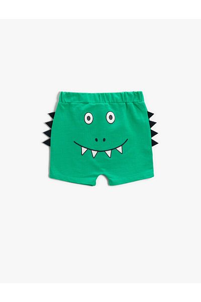 Koton Boy's Elastic Waist Dinosaur Green Shorts 2ymb48575tk