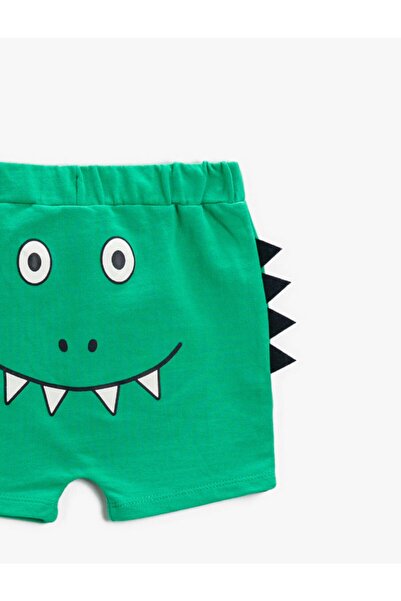 Koton Erkek Çocuk Beli Lastikli Dinozor Yeşil Şort 2ymb48575tk