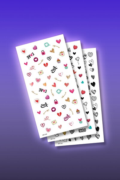 Artikel 3'lü Tırnak Dövmesi Seti, Tırnak Sticker Seti, Nail Art, Tattoo