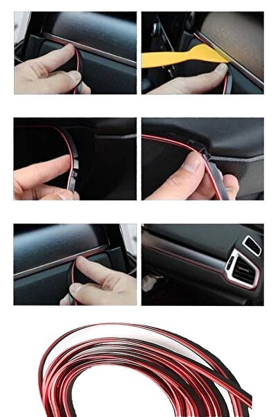 Z Tech Kırmızı Trim Fitilli Yeni Nesil Araç Içi Şerit Mat Balık Sırtı