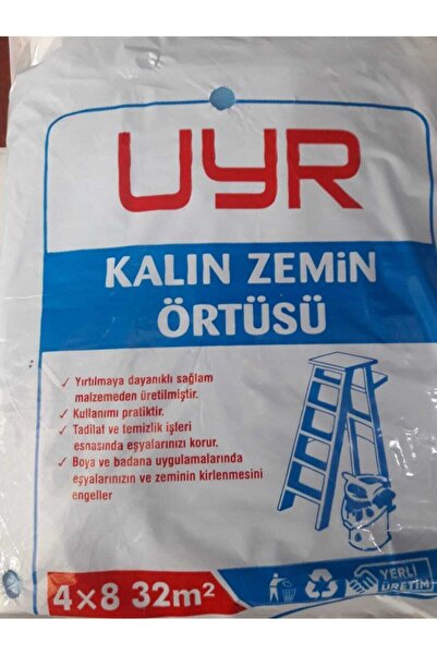 UYR Kalın Zemin Örtüsü Örtü Zemin Brandası Eşya Koruma Naylonu 4x8=32 Metreka...