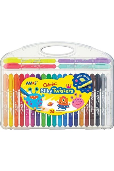 Amos Silky Twisters Üçü Bir Arada Jel Tipi Mum Boya 24 Renk