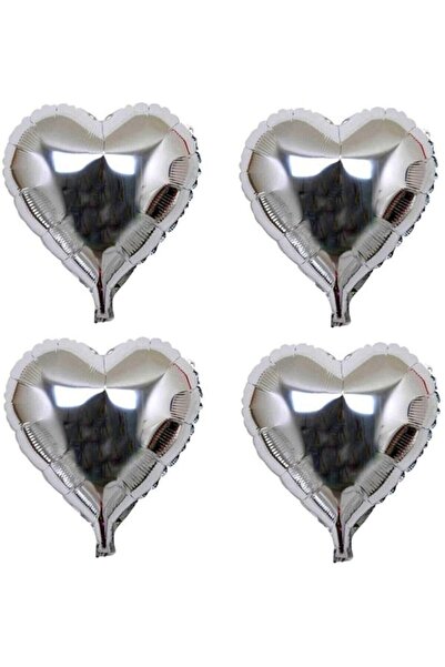 BEST PARTİ Silver Heart Foil Balloon Set 10 Pieces 25 Cm