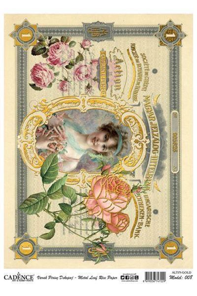 Cadence Gold Foil Brass Decopage Paper Model:008
