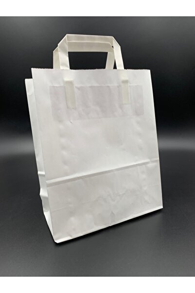 World 10'lu 26x14x30beyaz Renk Flat Saplı Kraft Çanta