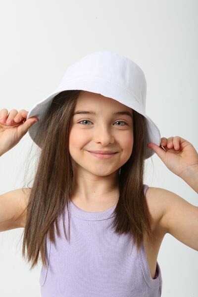 MARBERRY White Unisex Bucket Kids Hat