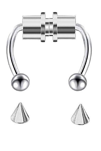 ÇELİKONLİNE Paslanmaz Çelik Septum Labret Lip Earlobe Mıknatıslı Top Ve Ok Başlı Sahte Fake Piercing
