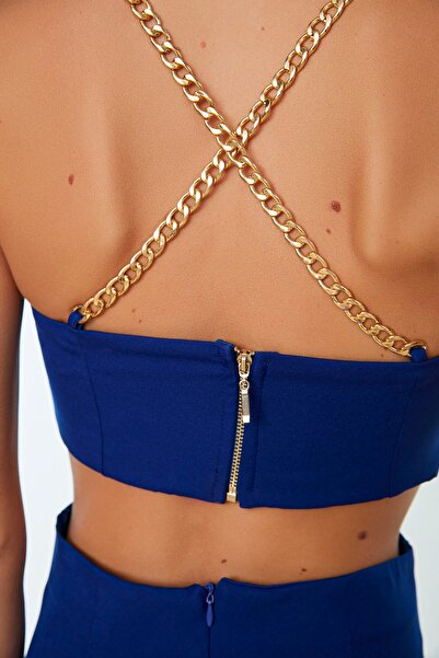 Trendyol Collection Rochie de seara eleganta scurta tesuta - TPRSS22EL1052 cu Detaliu Accesorii Saks