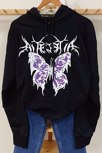 Köstebek Φούτερ με μαύρη κουκούλα Gloomy Butterfly