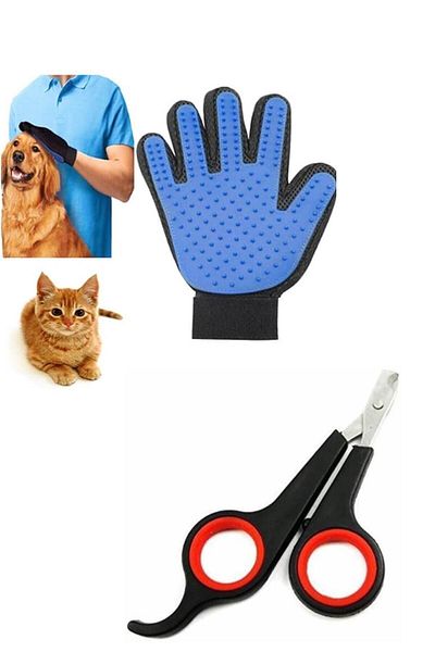 Vi Caro Cat Dog Feather Crawling Scratching Brush Gloves Cat Dog Nail Clipper Set of 2