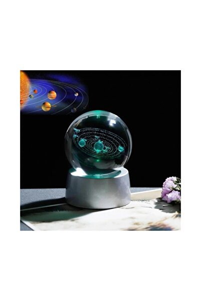 hediyeofisi Samanyolu Güneş Sistemi Işıklı Cam Küre Işıklı Kristal Top 6 cm Ç...