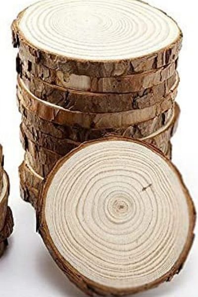 Alyones 10 Pieces Round Wooden 5 - 8cm Ring Raw Wood Chip Diy Handmade Decoration Material Wood