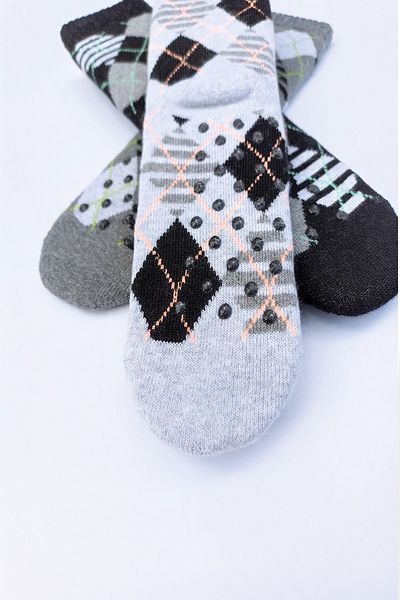 MEM SOCKS Чифт от 3 детски чорапи с неплъзгащ се кариран мотив