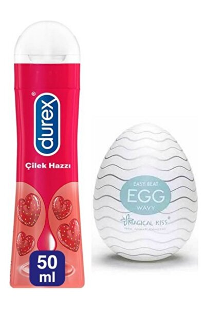 Durex Ozzy Store Egg Wavy Erkeklere Özel Yumurta Mastürbatör Ve Çilek Hazzı Kayganlaştırıcı 50 Ml.