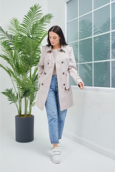 Wazze Çubuk Düğme Kapamalı Trençkot