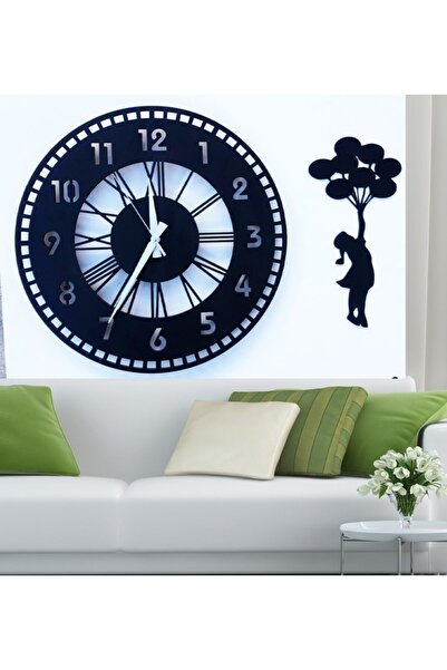 PROSCREEN Ceas decorativ de perete + Tablou cu baloane zburătoare