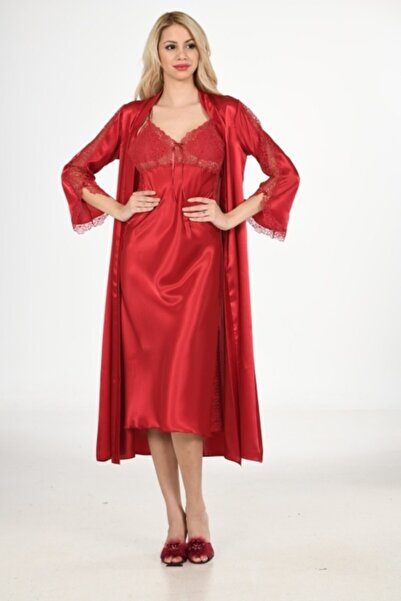 Marpessa Lingerie Ipek Saten Exclusive Özel Fransız Dantel Işlemeli Uzun Gece...