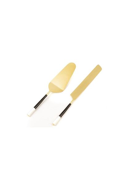 Mikasa Moor Gold Line Cake Serving Set of 2