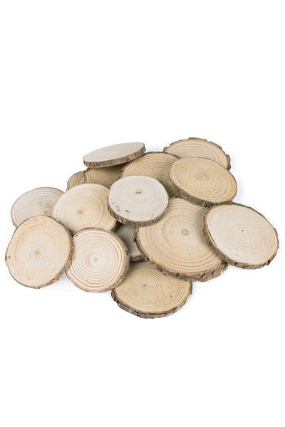 Alyones Event Ornaments (5-8cm, 20 Pieces) Natural Color Tree Bark Wood Slices For Arts And Crafts