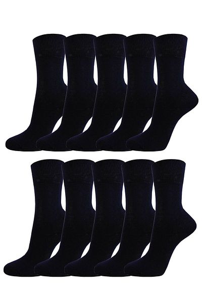 Meguca Socks Класически памучни чорапи унисекс, икономична опаковка от 10 части, тъмносини