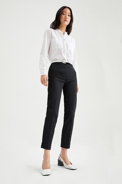DeFacto Sigaret High Waist Straight Leg Satin Trousers