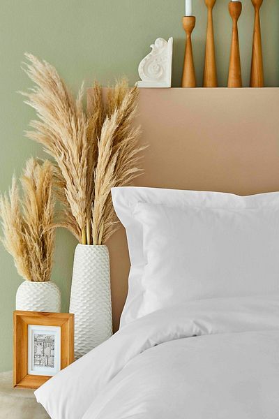Karaca Home Set de lenjerie de pat dublă din bumbac 100% alb Back To Basic