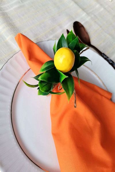 Emtory Home Authentic Lemon Napkin Rings with 6 Straw Rings