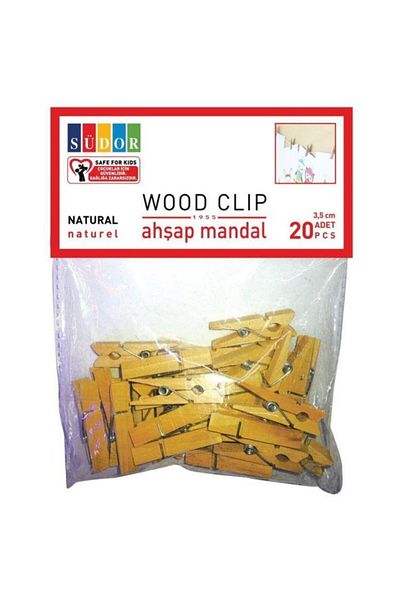 Südor Wooden Peg Large 3.5 Cm 20 Pieces Natural