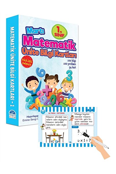 Martı Çocuk Yayınları 1. Sınıf Matematik Ünite Bilgi Kartları - Yaz Sil Kalem...
