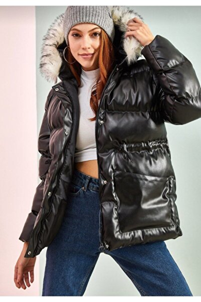 BelezaStore سترة جلدية منتفخة