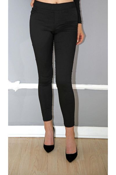 AZEM KOTÇU Women's Black Elastic Waist Jeans