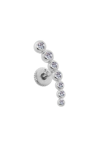 Dianora Piercing 14K White Gold 7 Stone Minimal Helix/Cartilage Piercing