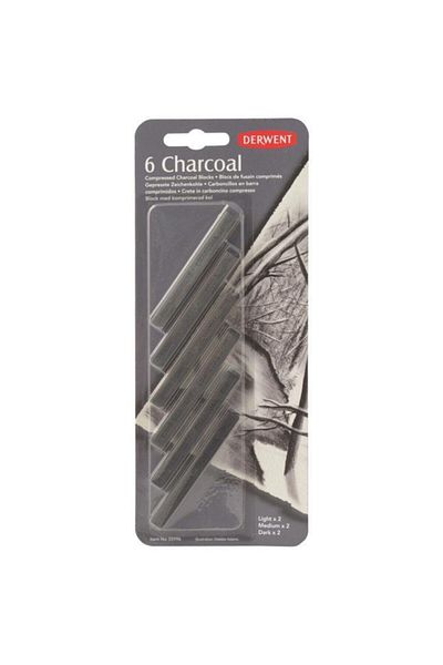 Derwent Compressed Charcoal Compressed Charcoal Blocks 6 Pieces Blister
