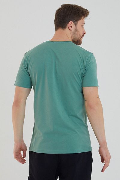 AMAZING CRASH Ανδρικό μπλουζάκι με κοντό μανίκι Water Green Basic Crew Neck Slim Fit