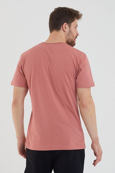 AMAZING CRASH Ανδρικό μπλουζάκι Dusty Rose Basic Crew Neck Slim Fit με κοντό μανίκι