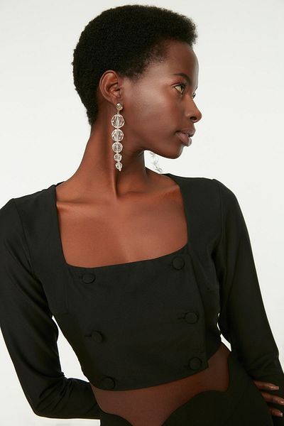 Trendyol Collection Black Detailed Bustier TPRSS22BS0001