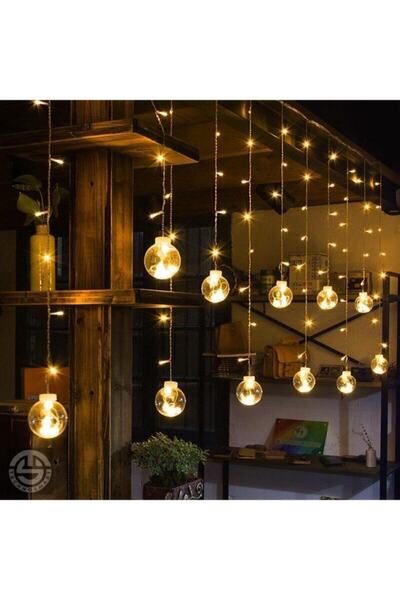 TechnoSmart Küre Perde Led 3mt 12 Toplu Animasyonlu Eklenebilir Fişli Kablolu Led Dekoratif Ampül