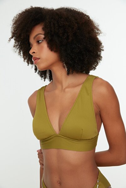 Trendyol Collection Μπικίνι με πράσινη υφή, μακρύ τρίγωνο, TBESS22BU0017