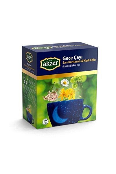 Akzer Sarı Kantaron & Kedi Otlu Gece Çayı (90 G - 60'lı Süzen Poşet)