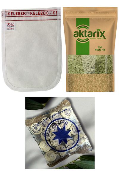 aktarix 400 Gr Rushur Stone ( Between 13-17 Pieces) + Thick Bath Scrub + 1 Kg Powder Green Clay