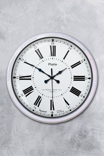 Kasva Concept Gift Decorative 52 cm White Metal Roman Numeral Wall Clock