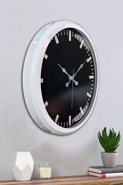 Kasva Concept Δώρο Διακοσμητικό Ρολόι Τοίχου 52 εκ. Λευκό Μεταλλικό Μαύρο Χρώμα