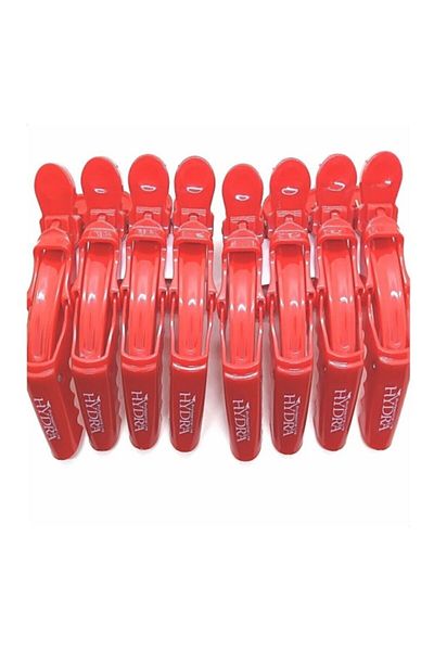 Hydra Hair Clamp HD-2192 8 Pieces Red