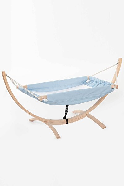 Babycom Gondol Ahşap Sallanır Hamak Beşik Mavi