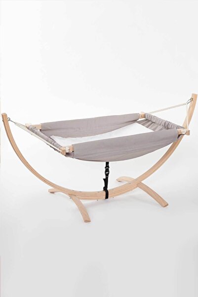 Babycom Gondol Ahşap Sallanır Hamak Beşik Gri