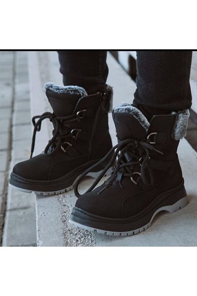 Vicco Alexis Black Unisex μάλλινες εσωτερικές μπότες για κορίτσια με φερμουάρ